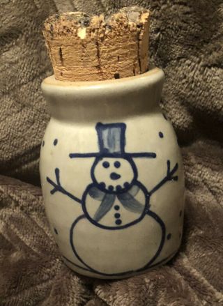 Bbp Beaumont Brothers Pottery Snowman Spice Jar / Small Vase 3”
