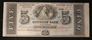 Us Currency - $5 Dollar Obsolete/broken Bank Note - Citizens 