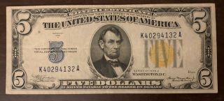 1934 A $5.  00 United States Silver Certificate North African