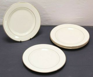 (set Of 4) Gibson Everyday China White With Gold Trim - Salad/dessert Plates