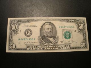 (1) $50.  00 Series 1981 (b) Federal Reserve Note Xf,  Circulated Cond