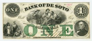 1863 $1 The Bank Of De Soto,  Nebraska Note - Civil War Era Au