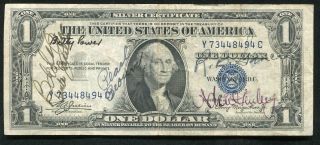 1935 - A $1 One Dollar Silver Certificate “short Snorter H.  V.  P.  09/05/1945”