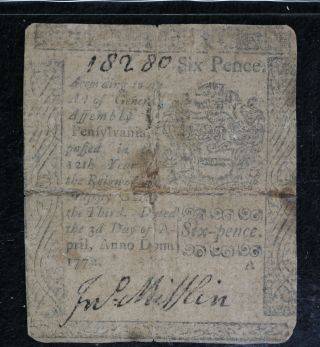 1772 Pennsylvania 2 Shillings 6 Pence Colonial Currecny Note