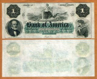 Usa,  Bank Of America,  $1,  1860,  Rhode Island,  Unc 160 Years Old