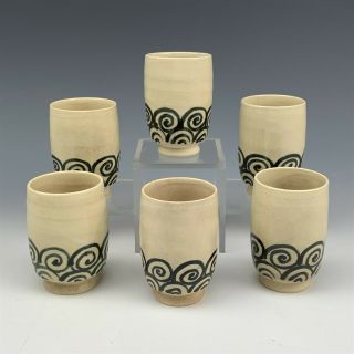 Set 6 Mystery Maker Mid Century Hand Crafted Ceramic Barware Shot Glasses 1 Tia