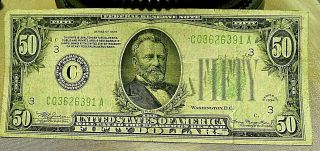1934 $50 Fifty Dollar Bill Federal Reserve Scarce Note