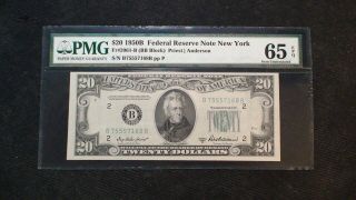 1950 B Twenty Dollar Pmg Gem Unc 65 Epq Federal Reserve York Note $20 Bill