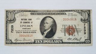 1929 $10 Brown Seal National Currency Note - Nbc Lincoln Ne Nebraska 7239