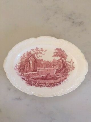 Rare Antique English Abbey China Red Transfer Print 11.  5 Inches Long