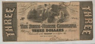 $3 State Of North Carolina Raleigh 1863