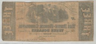 $3 State of North Carolina Raleigh 1863 2