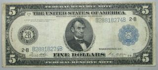 1914 Federal Reserve Note $5 Large Size Currency Five Dollars York