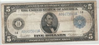 1914 Large Note 5 Dollar Federal Reserve Note