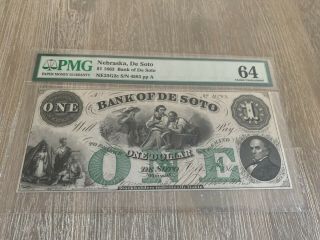 $1 1863 Bank Of De Soto,  Nebraska 64 Choice Uncirculated