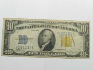 1934 A $10 North Africa Yellow Seal Silver Certificate - 6348