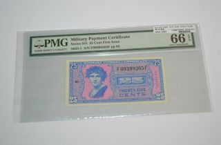 Series 541 25 Cents Military Payment Certificate Pmg Gem Unc 66 Epq Mpc