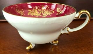 Vintage Shafford Japan 3 - Footed / Legs Bone China Tea Cup Hand Painted Rose Gold