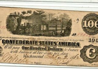 $100 " Confederate Note " (black Train) $100 " Confederate " (black Train)