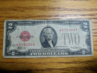 1928 - D $2.  00 United States Note " Star Note " Red Seal