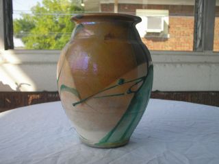 Studio Art Pottery Vase Lava Drip Glaze Signed LEVIS Drip Glaze Brown Blue 3