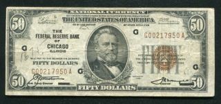 Fr.  1880 - G 1929 $50 Frbn Federal Reserve Bank Note Chicago,  Il (c)
