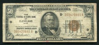 Fr.  1880 - D 1929 $50 Frbn Federal Reserve Bank Note Cleveland,  Oh (d)
