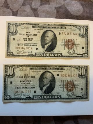1929 B Series $10 The Federal Reserve Bank Of York