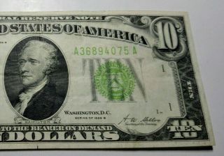 1928 $10 Usa Dollars Gold On Demand Light Green Seal United States Banknote