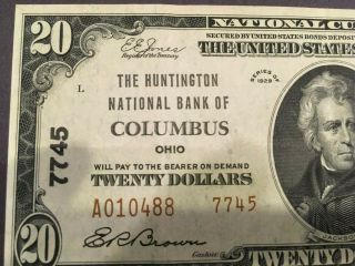 Usa 20 Dollars National 1929 - - Columbus,  Ohio.  - - Charter 7745 - - Xf