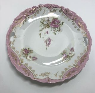 Antique Three Crown China Floral Serving Cake Plate Germany 1909 - 1916