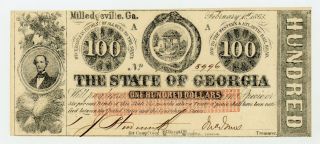1863 Cr.  6b $100 The State Of Georgia Note - Civil War Era Cu