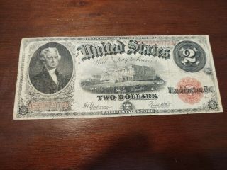 1917 Large Size Two Dollar $2 Red Seal United States Legal Tender Bank Note