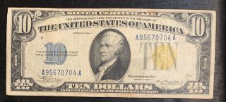 1934 - A $10 Ten Dollar Silver Certificate North Africa