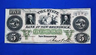 1800s $5 The State Bank At Brunswick Obsolete Note