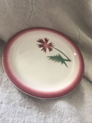 Vintage Restaurant Ware Wallace China 2 - L Small Plate Airbrushed Maroon Green