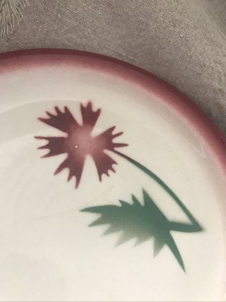 Vintage Restaurant Ware Wallace China 2 - L Small Plate Airbrushed Maroon Green 2