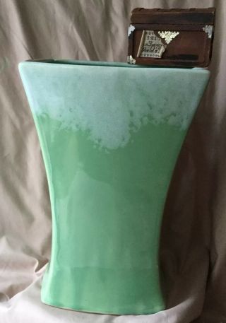 Vintage Deco 1940’s Large Green Mccoy Art Pottery 9 1/2” Vase