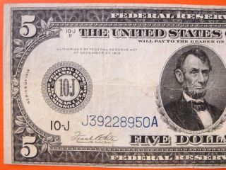 $5 1914 Federal Reserve Note 10j 27 - 100