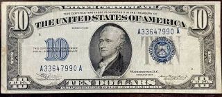 Series 1934 - $10 Ten Dollar Silver Certificate Note Washington Dc