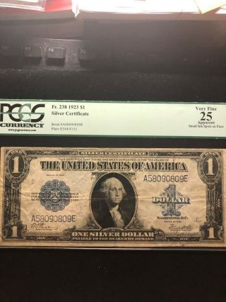 1923 $1 Pcgs Fr238 Silver Certificate Pmg Vf - 25 Large Size Graded Us Currency