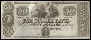U.  S.  A.  Jersey,  Sussex Bank,  Newton $50 A,  _ 18_ Unc