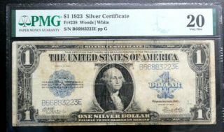 Fr.  238 1923 $1 One Dollar Silver Certificate Pmg 20 Very Fine Large Size