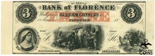 1856 United States $3 Bank Of Florence Nebraska Obsolete Currency Note