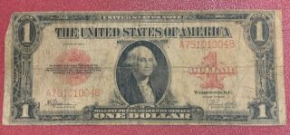 1923 $1 One Dollar Red Seal Legal Tender United States Large Size Note