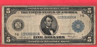 1914 $5.  00 Fed Res Note Chicago District