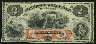Obsolete Currency 1864 Salisbury,  Md - Somerset And Worcester Savings Bank $2
