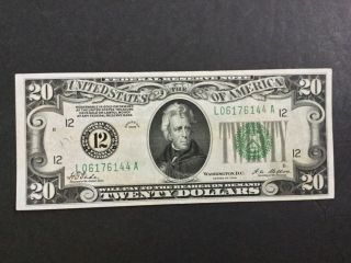 1928 Us $20 Dollars Federal Reserve Note.
