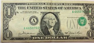 1981 $1 Federal Reserve Note Error,  Serial And Seals Shifted To The Right