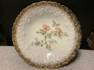Antique C.  T.  Germany Carl Tielsch Hand Painted Bowl Floral Theme With Gold Trim